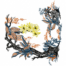 Flowers And Tree Embroidery Design 6